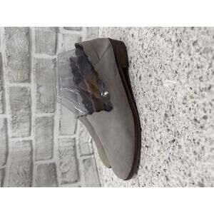 Lucky Brand Gray Leather Slip-On Shoes with Scalloped Edge